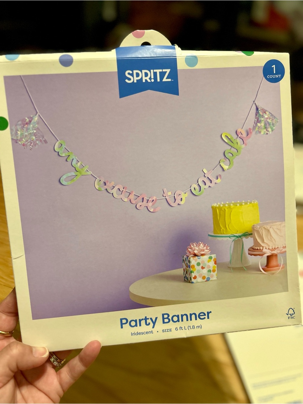 Spritz Iridescent 'any excuse to eat cake' Banner - Pastel Rainbow ***Set of Two